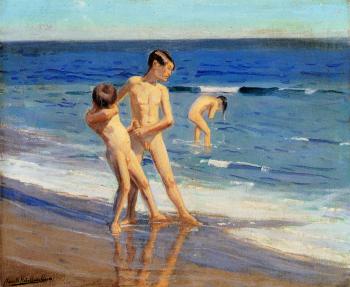 Benito Rebolledo Correa : Boys At The Beach